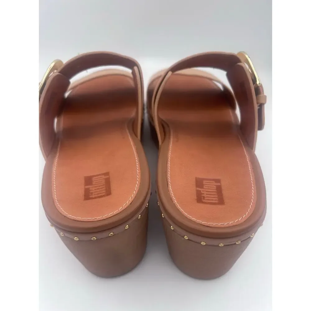 FitFlop Leather Slide Sandals with Buckle - Tan - Modern Comfort Footwear - Picture 2 of 6